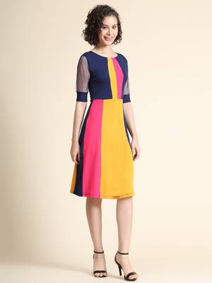 Multicolor woven polyester short-dresses 2