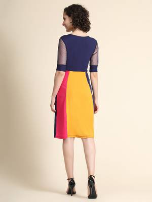 Multicolor woven polyester short-dresses 3