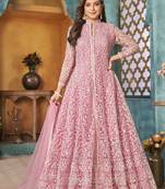 Pink embroidered net salwar