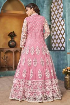 Pink embroidered net salwar 3