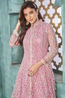 Pink embroidered net salwar