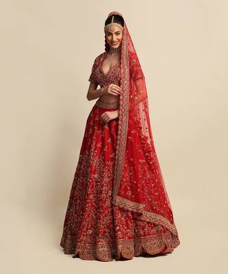 Red Bridal Lehenga Set 3