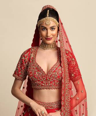 Red Bridal Lehenga Set 5