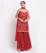 Red Sharara Set