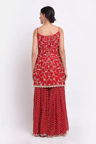 Red Sharara Set