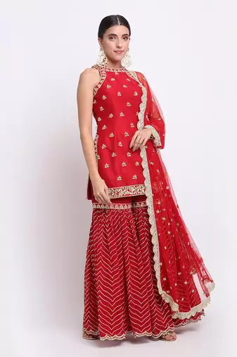 Red Sharara Set