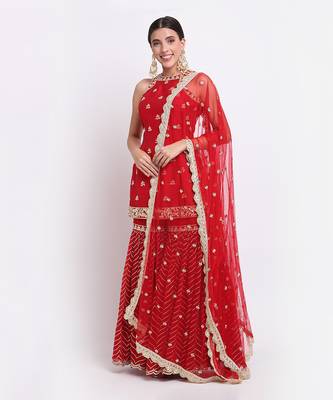 Red Sharara Set 3