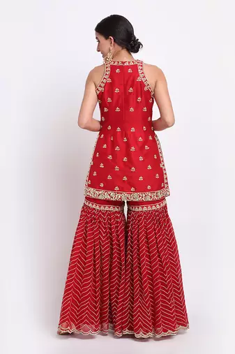 Red Sharara Set