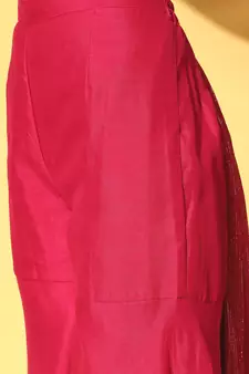 inddus pink solid silk blend palazzo drape saree with embellished border