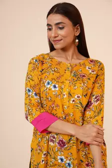 Women's Indian Kurti with Buttoned Placket and Cuff