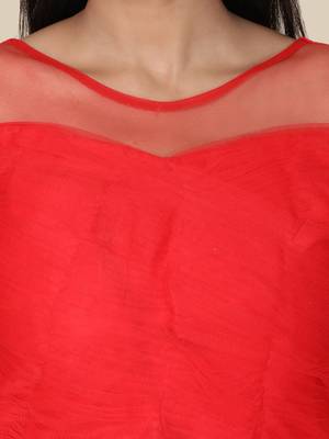 Women's Pleat Draped Red Gown 4