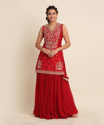 Red Kurta Lehenga Set 1