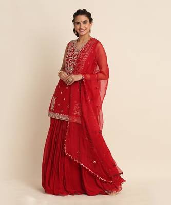 Red Kurta Lehenga Set 2
