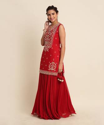 Red Kurta Lehenga Set 3