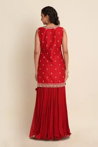Red Kurta Lehenga Set
