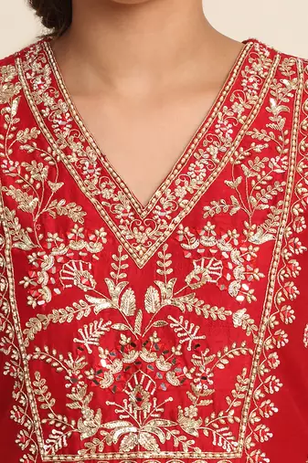 Red Kurta Lehenga Set