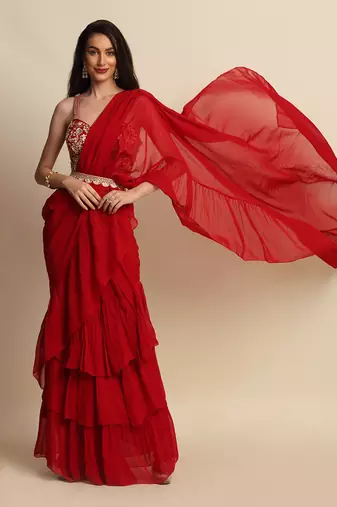 Red Saree Set