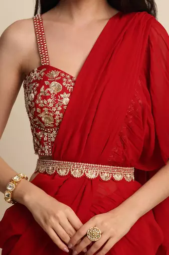 Red Saree Set