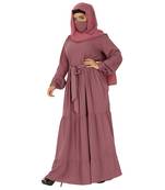 Three Layered Abaya with Frill and Fabric Belt