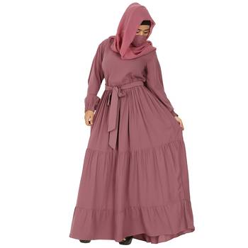 Three Layered Abaya with Frill and Fabric Belt 3