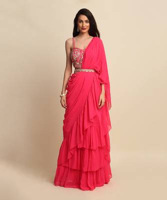Fushia Saree Set 2