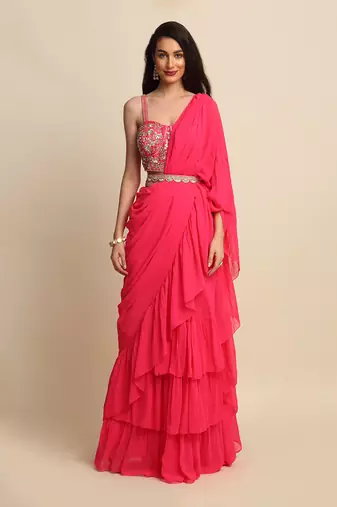 Fushia Saree Set
