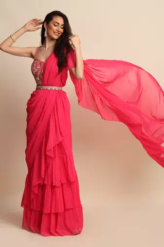 Fushia Saree Set