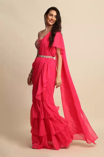 Fushia Saree Set
