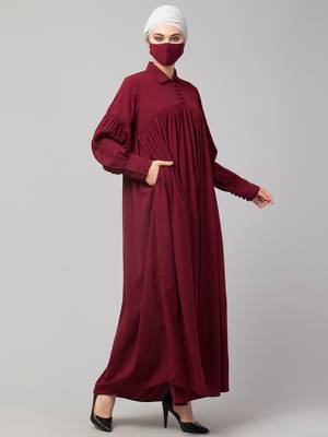 Designer Abaya With Shirt Collar and Balloon Sleeves 3
