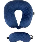 Travel Neck Pillow and Eye mask Set for Car Travel, Quilted Velvet Neck Rest, Flights for Men and Women.