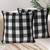 Lushomes Square Cushion Cover with Blanket Stitch, Cotton Sofa Pillow Cover Set of 2, 18x18 Inch, Big Checks
