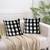 Lushomes Square Cushion Cover with Blanket Stitch, Cotton Sofa Pillow Cover Set of 2, 18x18 Inch, Big Checks
