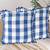 Lushomes Square Cushion Cover with Pom Pom, Cotton Sofa Pillow Cover Set of 2, 24x24 Inch, Big Checks, Blue and White