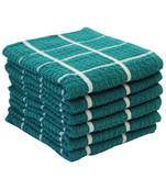 Lushomes Kitchen Cleaning Cloth, Terry Cotton Dish Machine Washable Towels for Home Use, 6 Pcs Green Checks Hand Towel