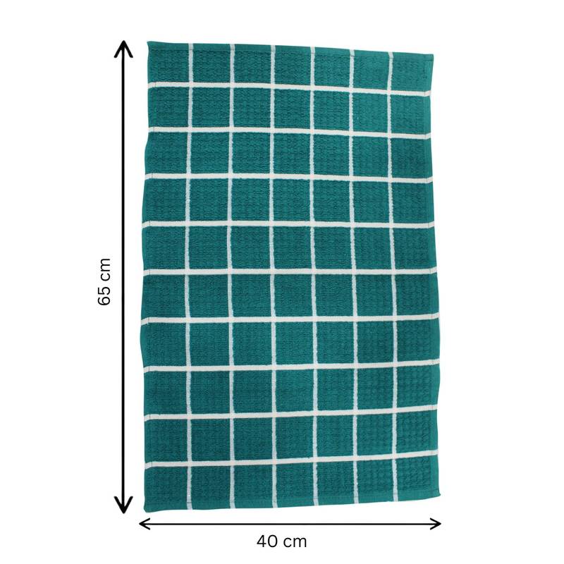 Lushomes Kitchen Cleaning Cloth, Terry Cotton Dish Machine Washable Towels for Home Use, 6 Pcs Green Checks Hand Towel