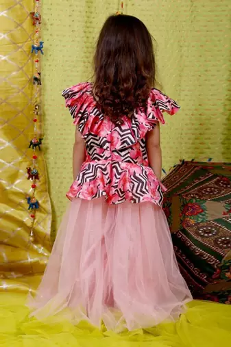 Pink Frilled Peplum skirt