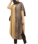 JSDC Outdoor Wear Half Animal Printed Abaya Tunic Top (Without Dupatta)
