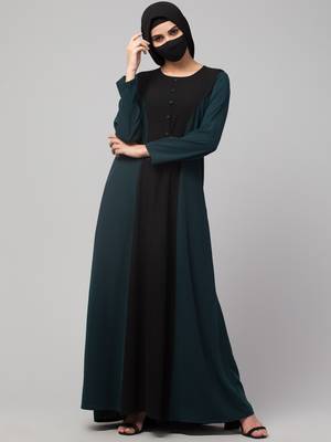 Designer Abaya In Dual Color With Show Button 1