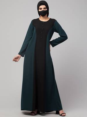 Designer Abaya In Dual Color With Show Button 2