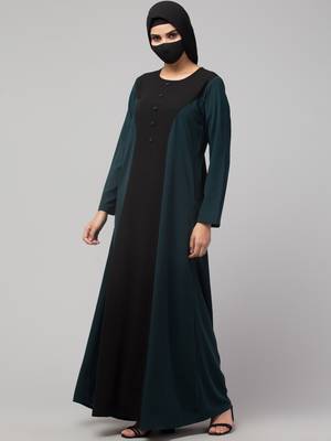 Designer Abaya In Dual Color With Show Button 3