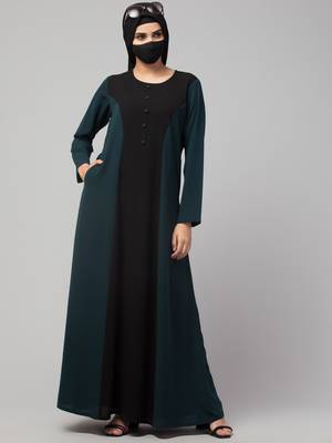 Designer Abaya In Dual Color With Show Button 4