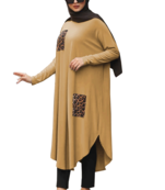 JSDC Casual Wear Square Box Animal Printed Abaya Maxi Top