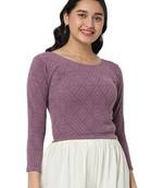 Salwar Studio Women's Violet Woolen Lycra Stretchable Readymade Saree Blouse