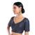 Salwar Studio Women's Navy Blue Silk Readymade Saree Blouse