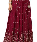 Salwar Studio women's Wine Georgette ethnic skirt