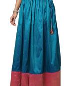 Salwar Studio women's Peacock Blue Silk ethnic skirt