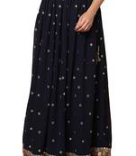 Salwar Studio women's Navy Blue Net ethnic skirt