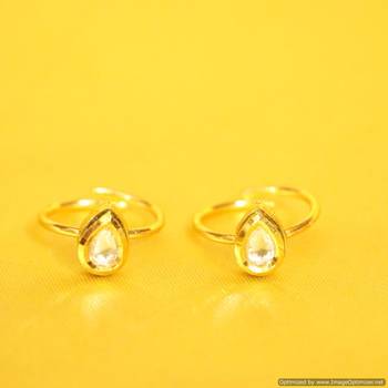 Pear Shaped Kundan Adjustable Toe Ring 1