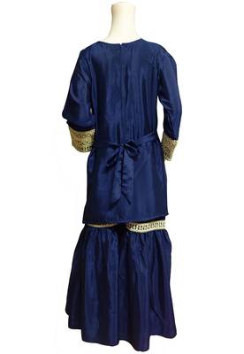 New Blue Coding Embroidery Sharara Slawar Suit Dress For Girls 2