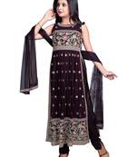 White Button Brown Georgette  Embroidery Churidar Salwar Suit For Girls Dress